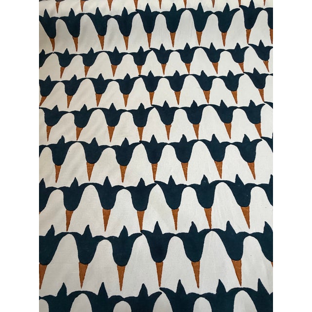 Modern Schumacher 179822 Tulip Hand Block Midnight and Copper Fabric 2 Yards For Sale - Image 3 of 4