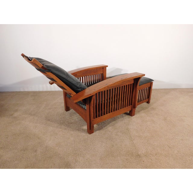 Kimball Antique Style Mission Prairie Arts & Crafts Oak Morris Chair & Ottoman For Sale - Image 17 of 18