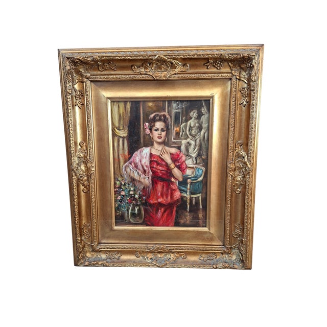 Franco Rispoli, Neapolitan School Female Portrait, 1979, Oil on Canvas, Framed For Sale - Image 9 of 9