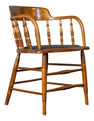 Captain Desk Armchair in Leather and Oak