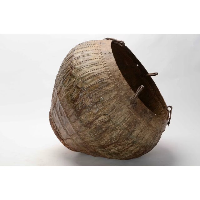 Metal 20th Century Steel Riveted Indian Grain Scale Vessel or Pot For Sale - Image 7 of 17