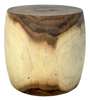 Raw Acacia Wood Drum Side Table / Stool