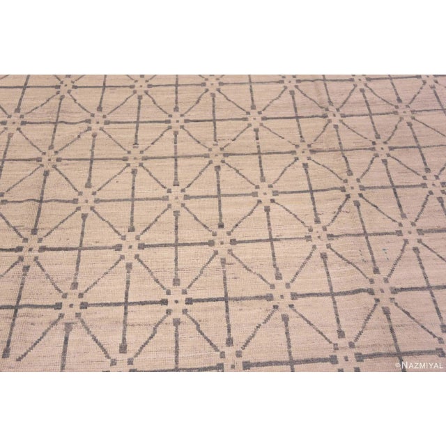 2020s Neutral Cream Soft Grey Allover Geometric Diamond Design Modern Area Rug For Sale - Image 5 of 8