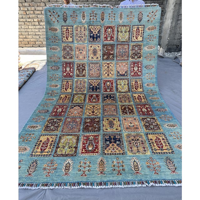 Textile Blue Bakhtiari Garden Panel Hand-Knotted Wool Rug - 6'6" X 10'1" For Sale - Image 7 of 11