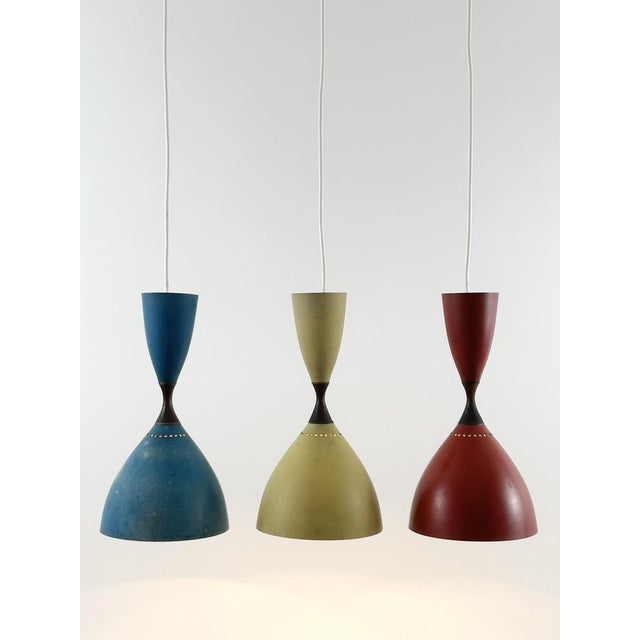 Mid-Century Modern Vintage Diabolo Pendant Lamps by Svend Middelboe for Nordisk Solar, 1950s, Set of 3 For Sale - Image 3 of 18