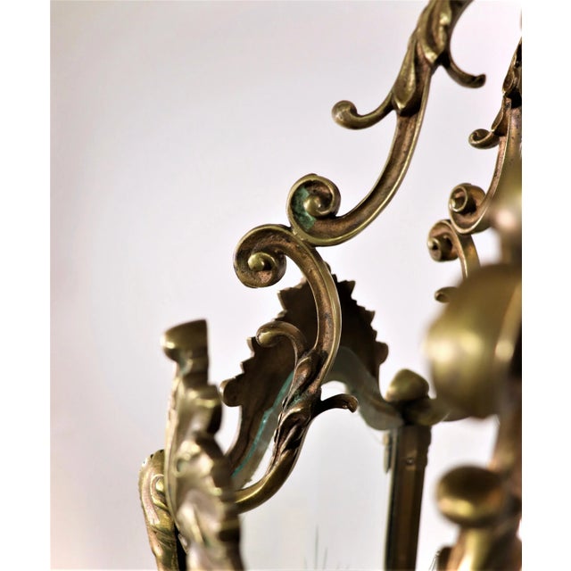 Circa 1800 French Louis XIV Bronze Lantern With Cut Glass Panels For Sale - Image 4 of 13
