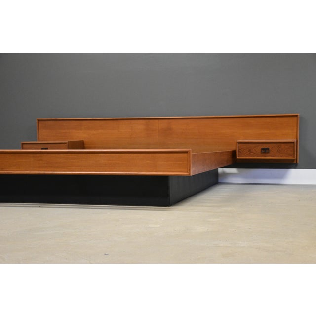 Wood 1960s Teak Queen Floating Platform Bed For Sale - Image 7 of 10