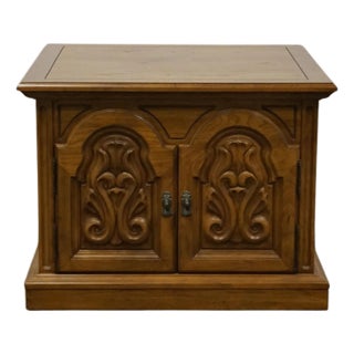 Thomasville Furniture Spanish Mediterranean Solid Pecan 28" Square Accent Storage End Table 70-6445-24 For Sale