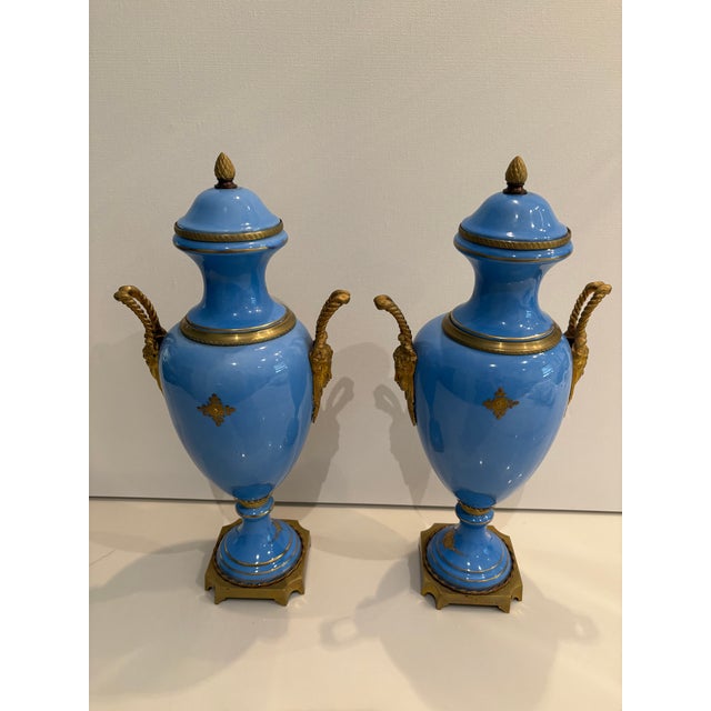 Pair of Stunning Late 19th Century Hand-Painted French Sevres Urns For Sale - Image 10 of 15