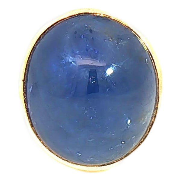 17.61 CTW Mid-Century No Heat Burmese Sapphire 18k Yellow Gold Ring, Size 7 For Sale