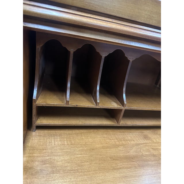 20th Century Vintage Maple Slant Front Secretary Desk With Bookcase For Sale - Image 12 of 13