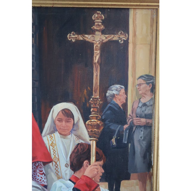Late 20th Century Frank Cannas Large Signed Original First Communion Procession Oil on Linen, Framed For Sale - Image 10 of 18