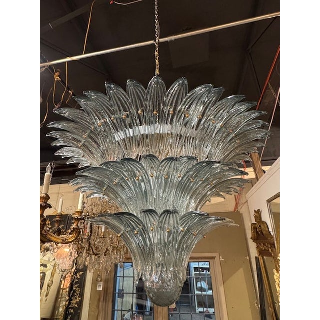 Fontana Green Palm Leaf Murano Glass Chandelier For Sale In Dallas - Image 6 of 6