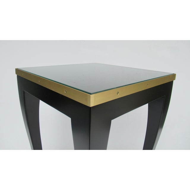 Donghia C.1980's "Essence," Square Occasional, Side, Satin Brass Gallery Satin Ebony Finish With Brushed Satin Brass Details For Sale - Image 14 of 18