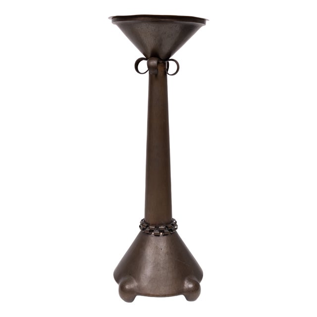 Amsterdam School Art Deco Hammered Copper Candleholder, 1920 For Sale