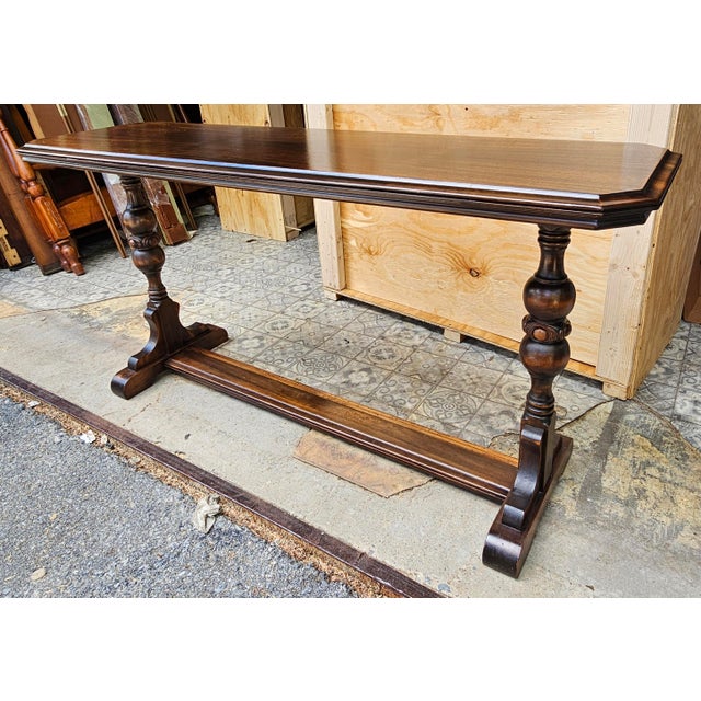 Wood Kittelberger Edwardian Mahogany Library / Sofa Trestle Table, Circa 1910s For Sale - Image 7 of 9
