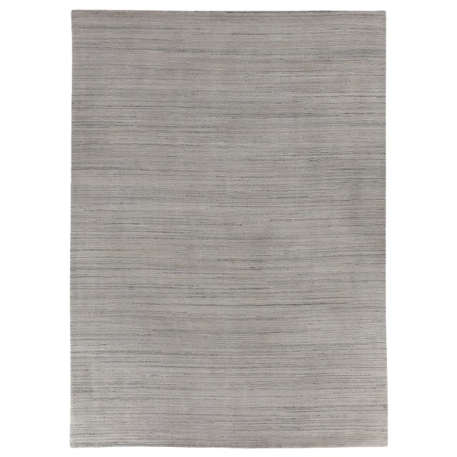 Banbury Hand loomWool Viscose Silver Rug - 9'x12' For Sale