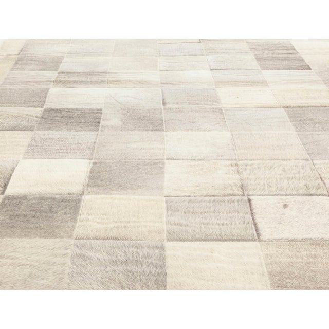 Early 21st Century Contemporary Geometric Hair on Hide Grey Leather Runner by Doris Leslie Blau For Sale - Image 5 of 8