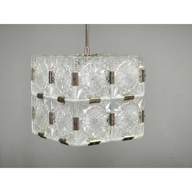 Metal Crystal Cube Pendant Lights by Lustry Kamenický Šenov, 1970s, Set of 2 For Sale - Image 7 of 18