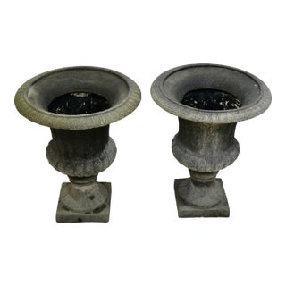 Neoclassical Urn Planters or Jardinieres Indoor or Outdoor Garden - A Pair For Sale