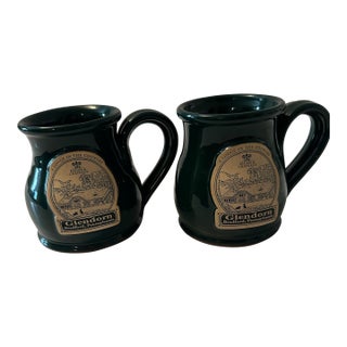 Vintage Deneen Handcrafted Pottery, Glazed Coffee Mugs From Glenn Dorn Lodge in Pennsylvania For Sale