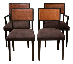 1950s John Stuart Mid-Century Modern Cane and Wood Dining Chairs
