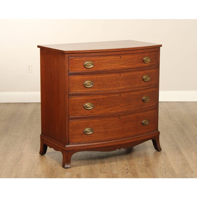 High Quality American Made Mahogany Dresser with Four Dovetailed Drawers and Brass Hardware
