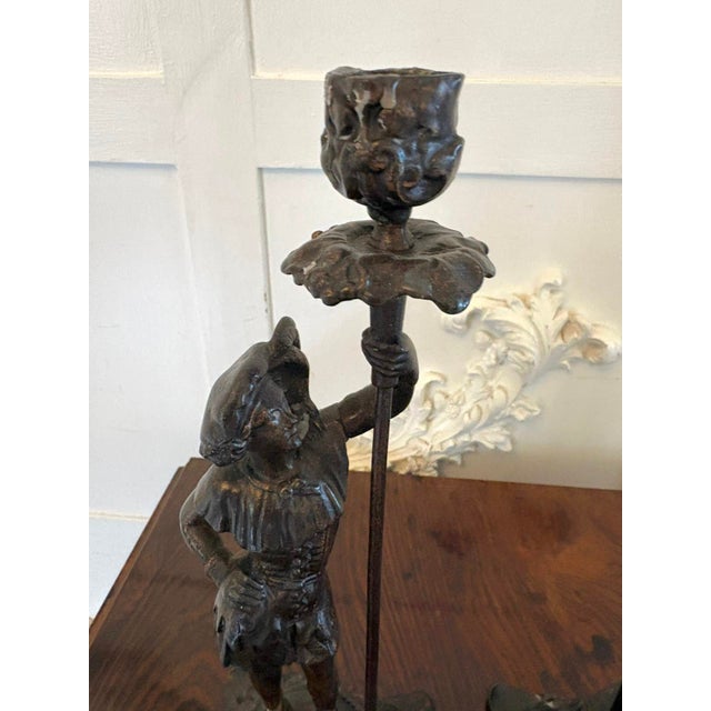 Late 19th Century Antique French Victorian Figural Spelter Candlesticks with Soldiers, 1880, Set of 2 For Sale - Image 5 of 9