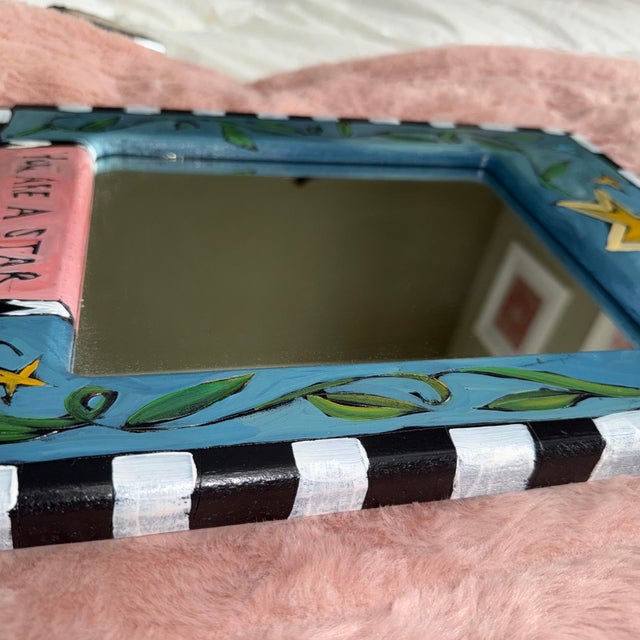 Contemporary Beautiful Painted Artisan Mirror by Sticks by Sarah Grant, 1997, "You Are a Star" For Sale - Image 3 of 12
