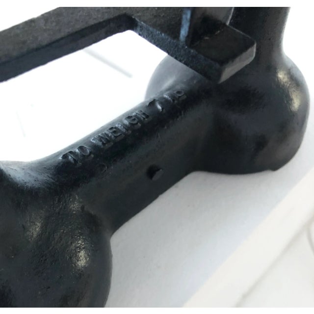 1930s Vintage English Black Heavy Cast Iron Scale and Brass Weights - 3 Pieces For Sale - Image 5 of 10