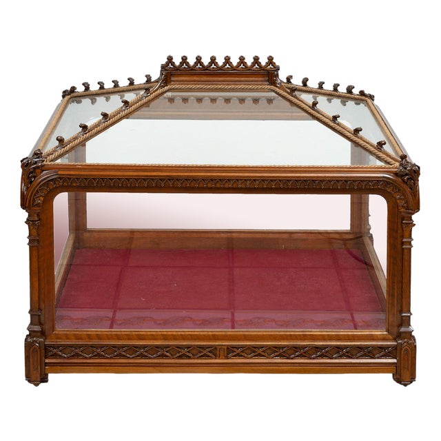 Neo-Gothic Showcase in Walnut, Naples, Early 19th Century For Sale
