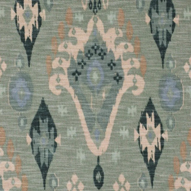 Not Yet Made - Made To Order Iliv Boho Sage Ikat Fabric - Sample For Sale - Image 5 of 6