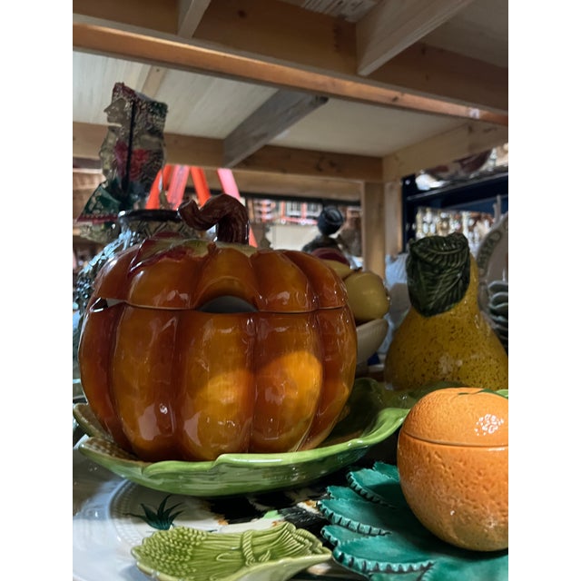 Ceramic 1970s Ceramic Serving Pumpkin Bowl With Matching Lid For Sale - Image 7 of 8