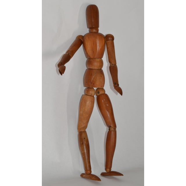 Art Deco 1950 Morilla Maniquette Japan Large Carved Wood Articulated Mannequin Figure For Sale - Image 3 of 15