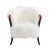 Chic and comfortable white faux fur arm chair with two toned wooden arms and legs. Seat height is 19".