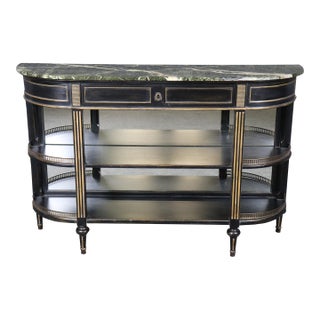 French Louis XVI Style Ebonized Demilune Marble Top Sideboard For Sale