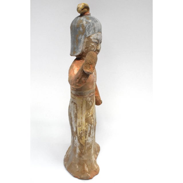 Mid 20th Century Chinese Terracotta Figure Dancer in Military Helmet Han Style For Sale - Image 5 of 13