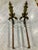 Antique French Rococo & Louis XVI Chenets a Pair - Large Heavy Brass Fireplace Andirons for Regency, Neoclassical and Old World Decor - See Pics! For Sale - Image 11 of 12