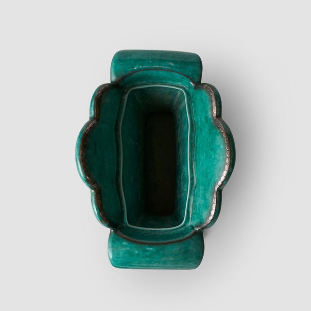 1930s Green Argento Vase by Wilhelm Kåge for Gustavsberg For Sale - Image 5 of 10