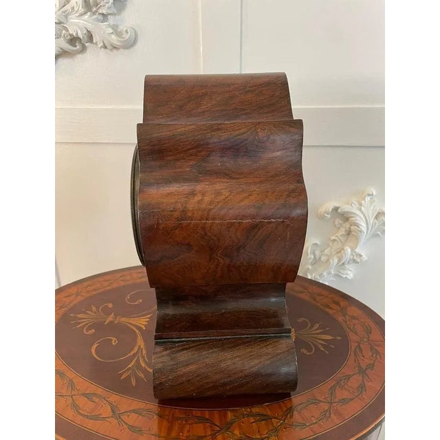 Antique 19th Century French Rosewood Marquetry Inlaid Eight Day Mantel Clock For Sale - Image 10 of 12