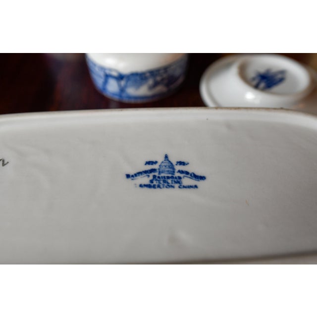 1920s Set of Baltimore Ohio Railroad Centennia Restaurant Ware Train Tea Set, Celery Dish, Tea Pot, Demitasse, Butter Pat For Sale - Image 11 of 12