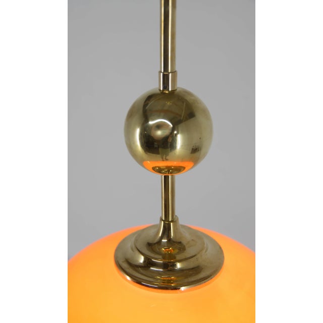 Orange Orange Glass and Brass Pendant, 1980s For Sale - Image 8 of 10