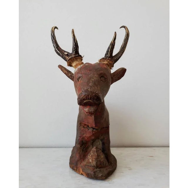 Old Bali or Java Temple Deer Statue Indonesian Folk Art Carving For Sale - Image 10 of 11