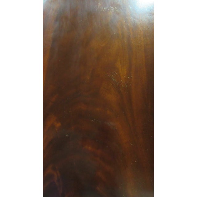 1980s Flame Mahogany Banquet Dining Table Pedestal Highend Designer For Sale - Image 10 of 11