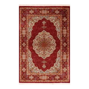Nazmiyal Collection 1950s Floral Vintage Persian Silk Qum Rug