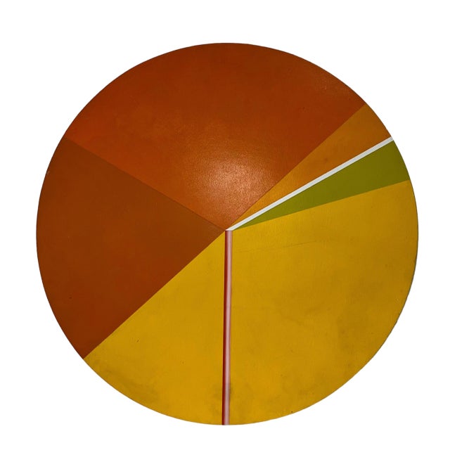 Reuven Berman Kadim, Israeli Round Tondo Hard Edged Geometric Abstract Color Painting Reuven Berman, 1974 For Sale - Image 4 of 17