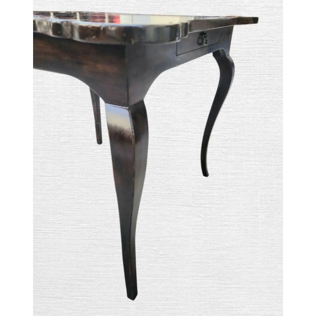 Brown Vintage Minton Spidell Newly Hand-Painted Faux Tortoiseshell Scalloped Game Table For Sale - Image 8 of 13