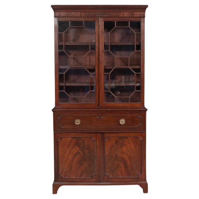 George III English Antique Mahogany Bookcase Secretary Desk Circa 1780 For Sale - Image 9 of 9