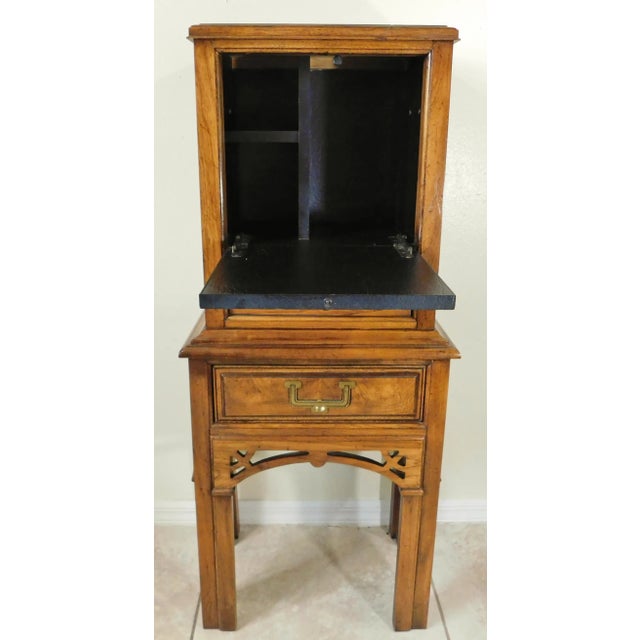 1970s Small Vintage Mid Century Campaign Oak Wood Cabinet For Sale - Image 5 of 12