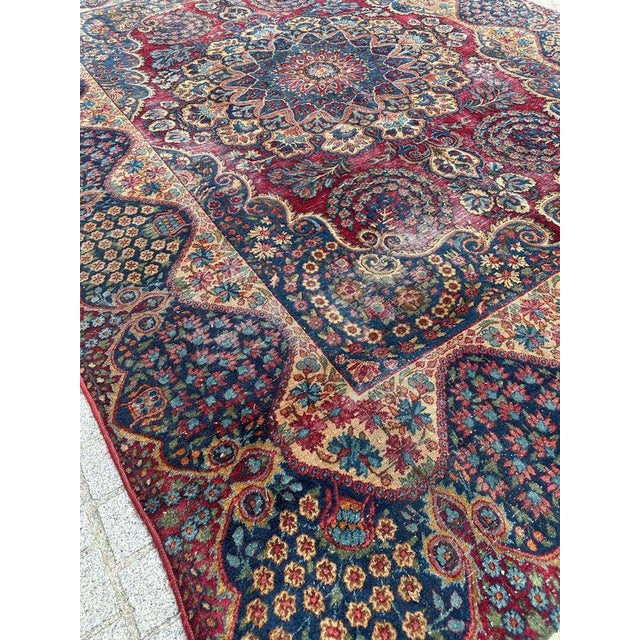 Distressed Kirman Rug, 1890s For Sale - Image 12 of 18